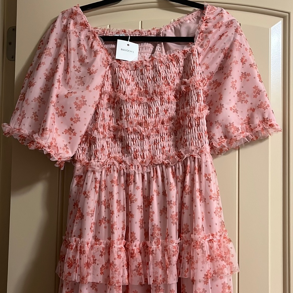 Pink floral ruffle dress!